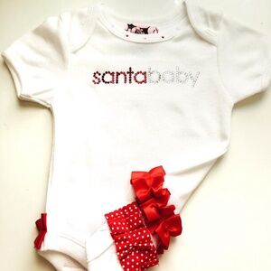 Santa Baby Bling Ruffled Bum Baby Onesie Bodysuit 3-6m